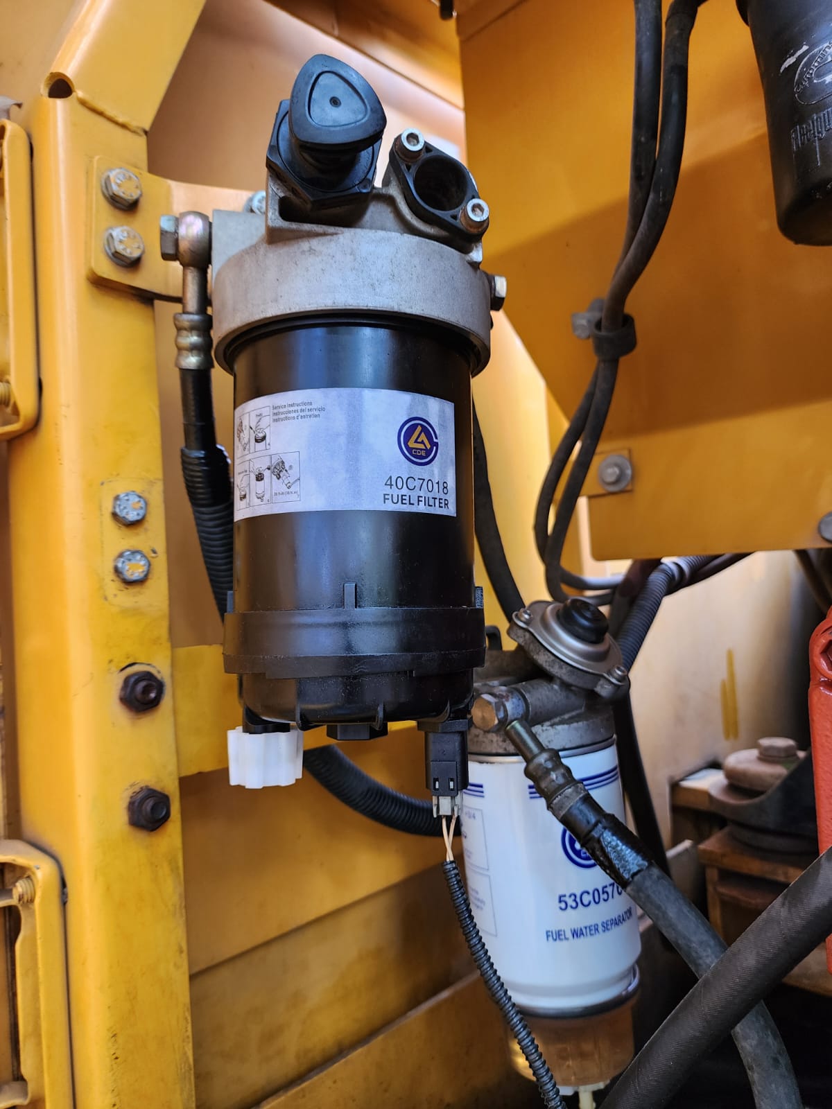 CDE Fuel Water Separator installed on SANY